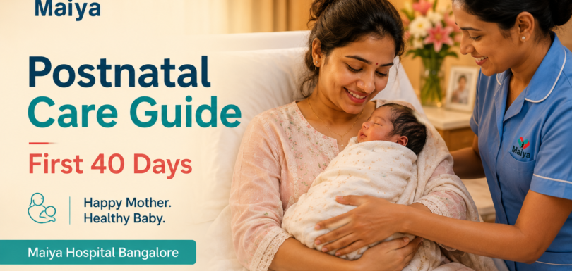Postnatal care first 40 days mother newborn Maiya Hospital Bangalore